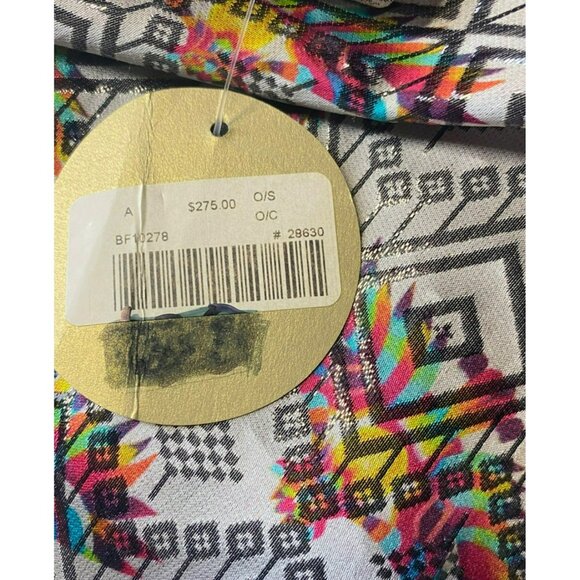 Nicole Miller Artelier Poncho Wrap Cover Up Rainbow Aztec Mexican Black NWT $275 - Picture 7 of 11